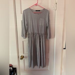 Black And White Knee Length Dress